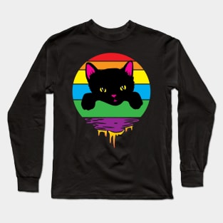 Rainbow Sunset Kitten Long Sleeve T-Shirt